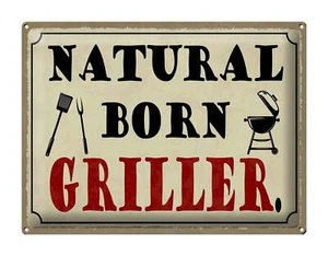 Cartel de chapa refrán 40x30 cm Natural born Griller grillen decoración cartel tin sign - Imagen 1 de 5