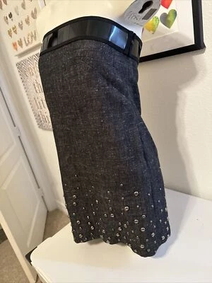 Nuevo con etiquetas $1645 Mini Vestido Alberta Ferretti Sin Tirantes Gris Negro Tweed Tachonado 42 6 8 Foto 1 de 4