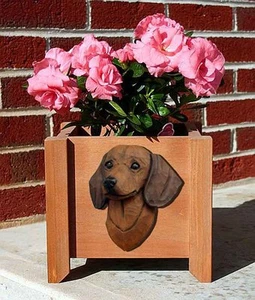 Dachshund Planter Flower Pot Brown - Picture 1 of 1