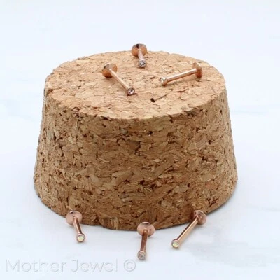 PENDIENTE CARTÍLAGO LABRET TRAGUS MONROE DIAMANTE SIMULADO GP ORO ROSA 16G Foto 1 de 4