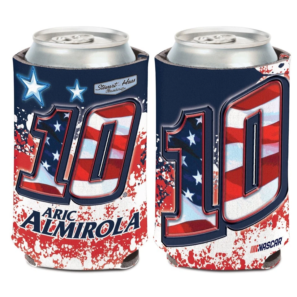 Aric Almirola 2018 Wincraft #10 Stewart-Haas Racing Patriotic 12oz Can Coolie - Image 1 of 1