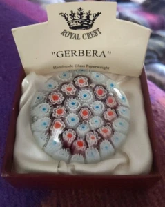 Large Royal Crest "GERBERA "  Paperweight Boxed vgc  - Picture 1 of 5