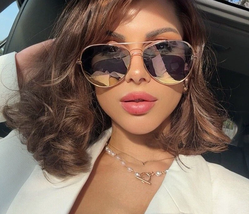 XXL OVERSIZE Aviator "ROSE GOLD STAR" Espejo Reflectante Metal Gafas de sol Sombreado Foto 1 de 4