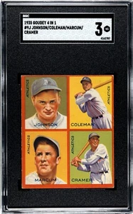 SGC 3 - 1935 Goudey 4-in-1 #9-J Johnson/Coleman/Marcum/Cramer Philadelphia A's - Picture 1 of 4