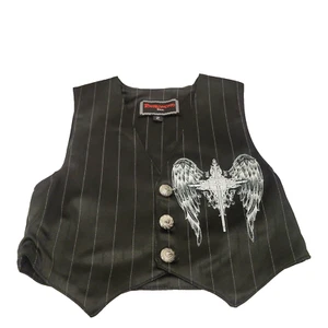Youth Boys Patron Cito Black and White Pinstriped Angel Wings button Vest sz 2 - Picture 1 of 5