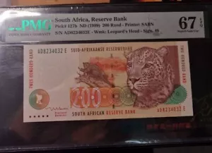 PMG 67 South Africa 1999 Banknotes 200 Rand - Picture 1 of 2