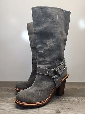 Talbots Women's Mid Calf Boots Gray Platform Suede Straps Size 9B - Image 1 of 4