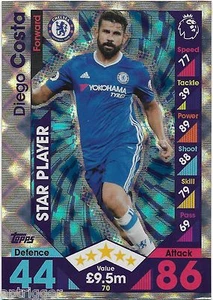 2016 / 2017 EPL Match Attax Base Card (70) Diego COSTA Star Player Chelsea - Picture 1 of 1