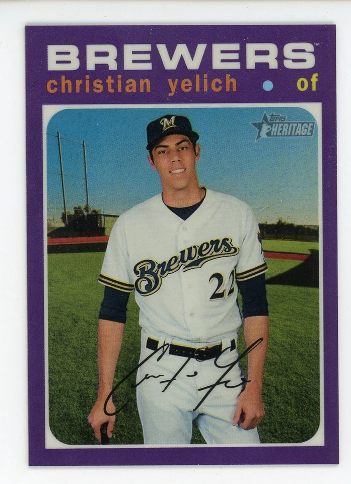 2020 Topps Heritage PURPLE REFRACTOR CHRISTIAN YELICH BREWERS - Image 1 of 1