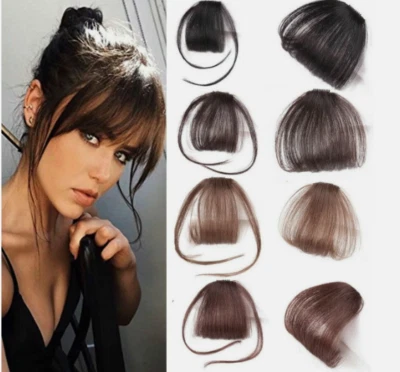 GLAMZA Hair Extension Clip In Fringe Bangs Front Hairpiece Thin Hair Style Neat Wispy