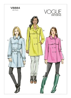 VOGUE SEWING PATTERN 8884 MISSES 6-14 SEMI-FITTED LINED COAT OR JACKET W/ COLLAR - image 1 of 4