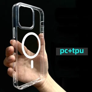 Magnetic Phone Case Transparent Magesafe Case For iPhone 15 14 Plus 13 Pro Max - Picture 1 of 14