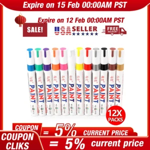 12colors Waterproof Permanent Paint Marker Pen Car Tyre Tire Tread Rubber Metal - Picture 1 of 12