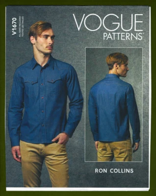 Men's Western Style Shirt Sewing Pattern~Designer Ron Collins (S-XL) Vogue 1670 - Image 1 of 4