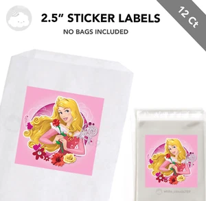 12 Aurora Sleeping Beauty 2.5" Sticker Label for Bag Treat Box Party Favor - Picture 1 of 1