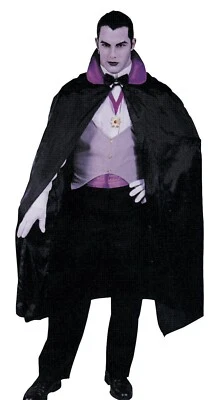 Capa vampiro negra con cuello satinado púrpura Halloween adulto talla única para la mayoría Foto 1 de 2