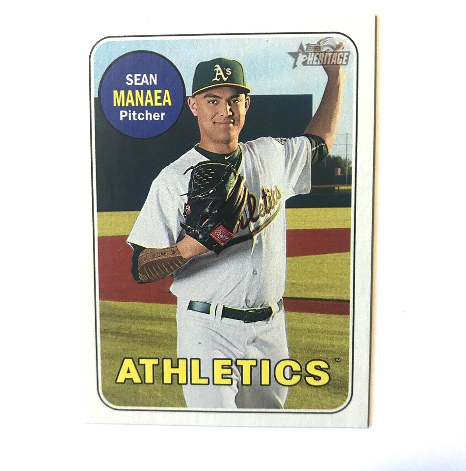 SEAN MANAEA 2018 Topps Heritage Mini card #23 SN 034/100 Oakland Athletics - Image 1 of 3