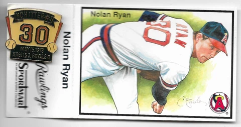 1992 California Angels Nolan Ryan Commemorative Pin # 1 With Game Ticket Stub Cover
