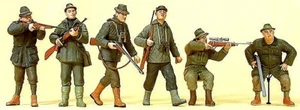 PREISER NEW #10552 HO 1/87 Scale Set of 6 Hunters in Khaki Green with Rifles - Picture 1 of 3