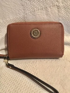 Anne Klein Pebble Leather Zip Around Continental Wallet Brown 7”x4.5” - Picture 1 of 10