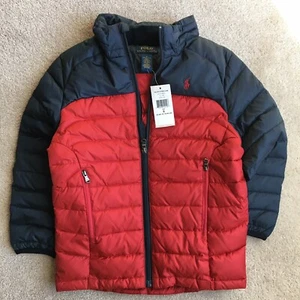 Polo Ralph Lauren Kids Boys Unisex Quilted Down Jacket Red/Blue Size 6 - Picture 1 of 2