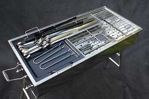 STAINLESS STEEL CHARCOAL GRILL MANGAL SHISH  KABAB KABOB BBQ BARBECUE SHASHLIK - Picture 1 of 12