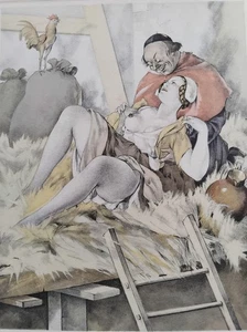 BRUNELLESCHI CURIOSA 1934 GRAVUR FARBEN VELIN JUNGE FRAU ABBE B02 - Bild 1 von 2