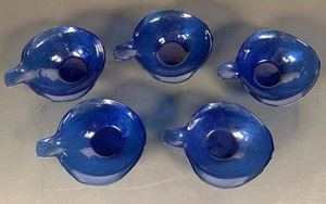 Cobalt Blue Glass Fish Snack Bowl Plate Side Dish by Arcoroc France SET OF 6 - Picture 1 of 10