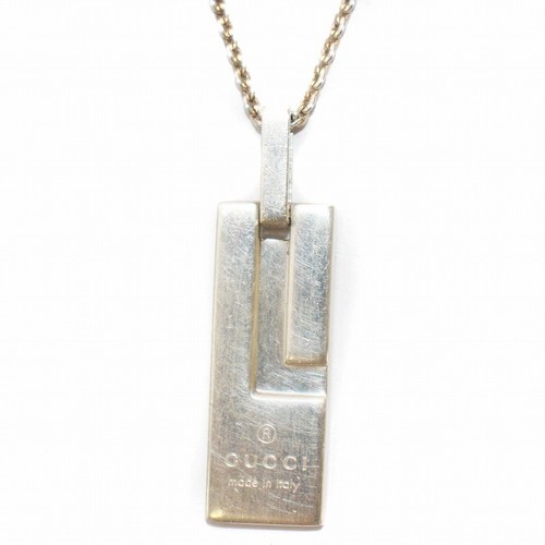 Y0717 Gucci Collana Catena Logo G Ciondolo Argento 925 Gioielli Uomo