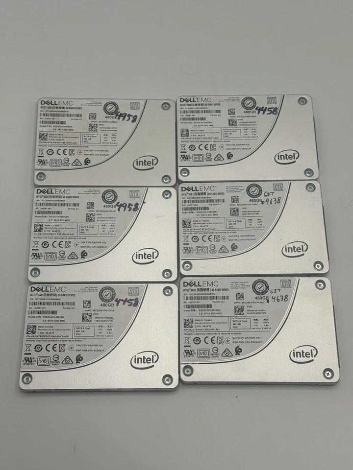 LOTE DE 6 90% INTEL SSD SERIE D3-S4610 SSDSC2KG480G8R 06JGT5 480GB 2.5" 6Gb/s Foto 1 de 4