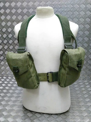 M39 Belt Utility Pouches & Harness WW2 Pattern Heavy Canvas Vintage Army Webbing - Image 1 of 4