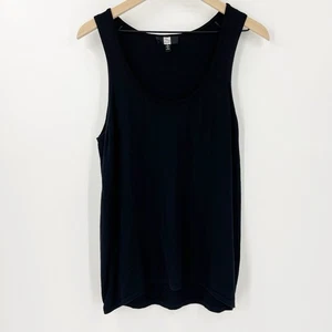 Saks Fifth Avenue Black Cashmere Blend Shell Tank L/XL Layering Soft Career Work - Picture 1 of 5