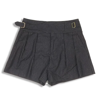 Женские шорты с поясом JOSEPH черного цвета в полоску - Изображение 1 из 4