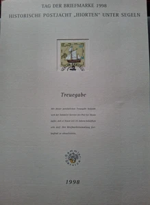 * Bund, Historische Postjacht "Hiorten" Treuegabe 1998/Ausgabetag 8.10.1998 - Bild 1 von 4