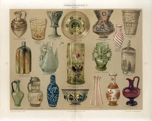 1898 ORNAMENTS GLASS ART WORKS GOLD GLASS VENETIAN GLASS Chromolithograph Print - Picture 1 of 1