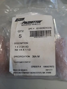 Norton 61463624378 38A M Grinding Stone 1 X 2-3/4 A3 N4 1/4 X 1-1/2, Package Of - Picture 1 of 6