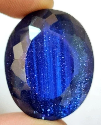AAA+ 79.10 Ct. Large Blue Rutile & Sunstone Tanzanite Oval Cut Loose Gemstone - Image 1 of 4