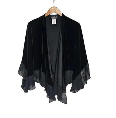 De Colección Negro Terciopelo Gasa Capa Mantón Capricho Gótico Bruja Vampiro Glamour Años 90 Y2K  Foto 1 de 4
