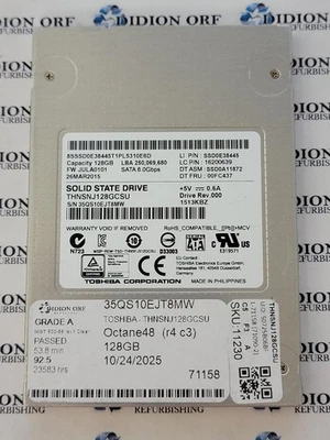 TOSHIBA 128GB 2.5" SATA SSD THNSNJ128GCSU, Grade A, SKU 11230 - Image 1 of 2