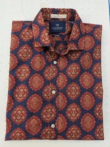 Scotch & Soda Shirt Mens Medium Slim Fit Stretch 1970's Retro Geometric Design - Picture 1 of 10