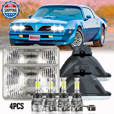 4pcs 4x6" LED Headlights Hi/Lo Beam DRL For 1977-1981 Pontiac Firebird Trans AM - Изображение 1 из 4