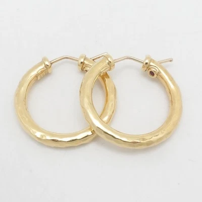 Italy Roberto Coin 18K Yellow Gold Hammered Hinged Hoop Earrings - Image 1 of 4