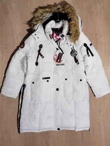 canada weather gear super triple goose long jacket women XL faux fur logo white - Picture 1 of 17