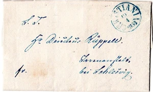 Noruega 1853, azul K1 CHRISTIANIA en carta franco n. Schleswig-Holstein - Imagen 1 de 1