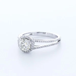 1.3 CTW NATURAL DIAMOND D/VS2 ROUND CUT 18K WHITE GOLD PRONG VINTAGE ACCENT RING - Picture 1 of 3