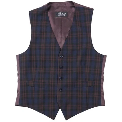 Chaleco Belvest Slim-Fit Azul-Borgoña Tartán Lana a Cuadros 40R (UE 50) Foto 1 de 4