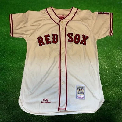 Camiseta de béisbol Ted Williams #9 Boston Red Sox 1939 Mitchell Ness blanca talla 50 XL Foto 1 de 4