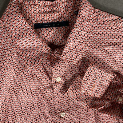 Mens Perry Ellis Long Sleeve Dress Shirt Red Flip Cuff Size XL Red Cotton - Image 1 of 4