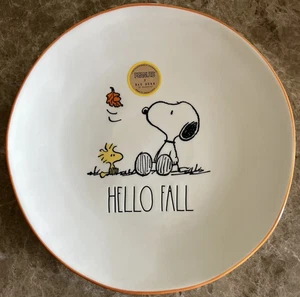 Rae Dunn x Peanuts Snoopy & Woodstock HELLO FALL Ceramic 11" Plate - Picture 1 of 3