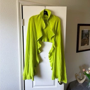 Lilly Pulitzer Cashmere Ruffle Wrap Spring Winter Scarf Shawl Lime Green OS EUC - Picture 1 of 7